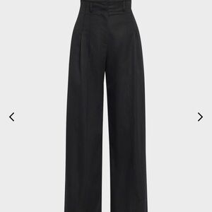 Ulla Johnson Black High Rise Wide-Leg Pleated Pants 6